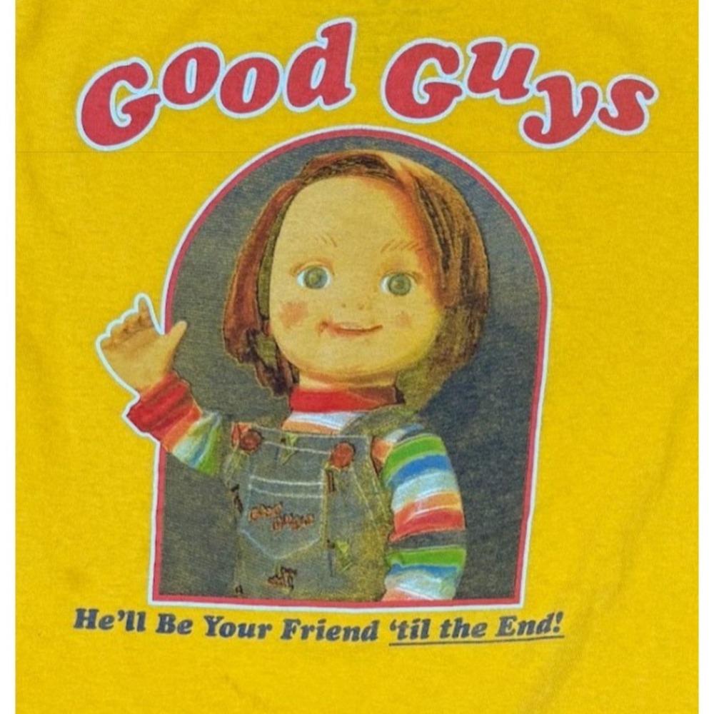 Chucky Good Guys T Shirt Small Yellow Spencer's Child's Play Horror Movie Tee
